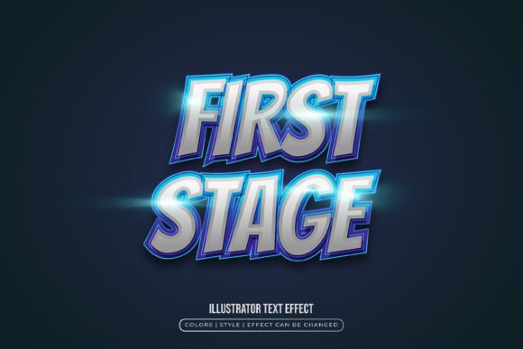 Blue and White Game Style Text Effects: Editable Design Assets