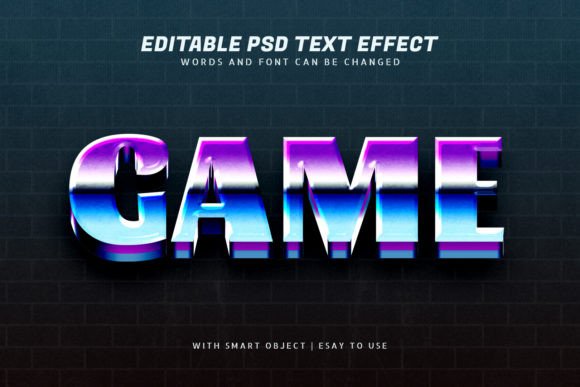Game 3d Retro Text Effect Editable