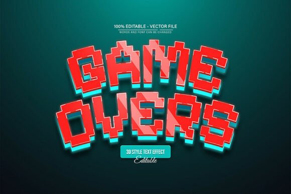 Game over Red Pixel 3d Text Effect