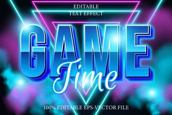 Game Time Editable Text Effect 3D Neon: Dynamic Typography