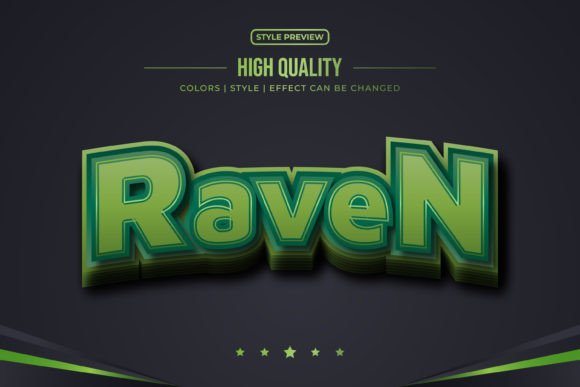 Green Raven Text Effect with Game Style