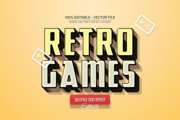 Retro Game Vintage 3D Text Effect: Editable Vector Design